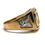10k yellow & white gold eagle cubic zirconia ring