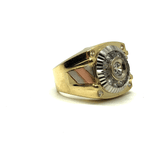 10K three tone Cubic Zirconia Circle gold ring