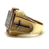 Gold Cross Ring with Diamond