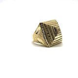 10K yellow gold ring with diamond Cut pyramid