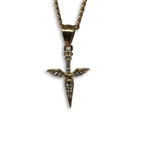 24IN 3MM CHAIN WITH WING SWORD PENDANT STL_039 - WORLDSTARBLING