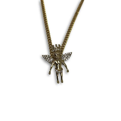 24IN 3MM ANGEL PENDANT WITH CHAIN STL_040 - WORLDSTARBLING