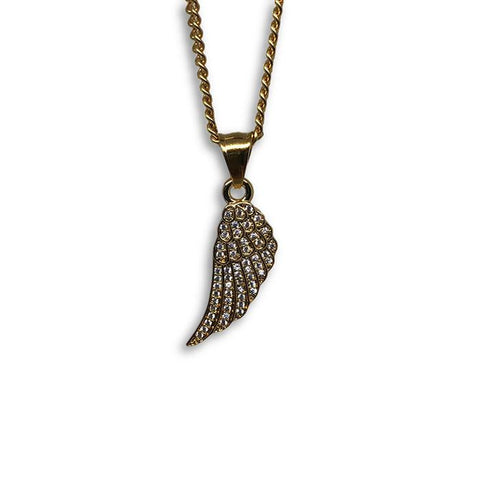 24IN 3MM ANGEL WINGS PENDANT WITH CHAIN STL_041 - WORLDSTARBLING