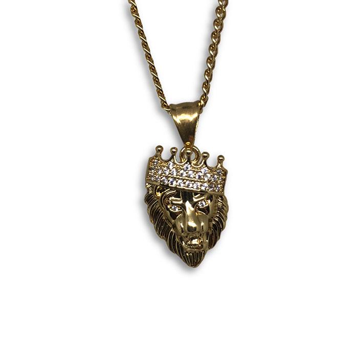 24IN 3MM LION PENDANT WITH CHAIN STL_042 - WORLDSTARBLING