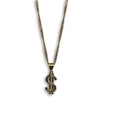 24IN 3MM CHAIN WITH DOLLAR SIGN PENDANT STL_044 - WORLDSTARBLING