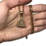 24IN 3MM CHAIN WITH PYRAMID RUBY PENDANT STL_046 - WORLDSTARBLING