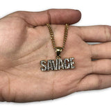 24IN 3MM CHAIN WITH SAVAGE PENDANT STL_047 - WORLDSTARBLING