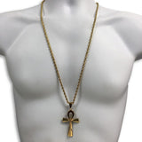 30IN 4MM Rope Chain Gold Plated Stainless Steel With Ankh Cross Pendant STL_074 - WORLDSTARBLING
