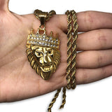 24IN 4MM Rope Chain Gold Plated Stainless With Lion Pendant STL_079 - WORLDSTARBLING