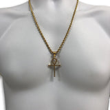24IN 4MM Rope Chain Gold Plated Stainless With Ankh Cross Pendant STL_081 - WORLDSTARBLING
