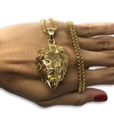 24IN 4MM Rollo Chain Gold Plated Stainless With Lion Haed Pendant STL_089 - WORLDSTARBLING