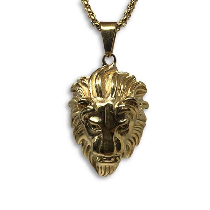 24IN 4MM Rollo Chain Gold Plated Stainless With Lion Haed Pendant STL_090 - WORLDSTARBLING