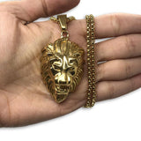 24IN 4MM Rollo Chain Gold Plated Stainless With Lion Haed Pendant STL_090 - WORLDSTARBLING