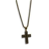 24IN 4MM Rollo Chain Gold Plated Stainless With Cross Pendant STL_091 - WORLDSTARBLING