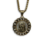 24IN 4MM Rollo Chain Gold Plated Stainless With Round Jesus Pendant STL_093 - WORLDSTARBLING