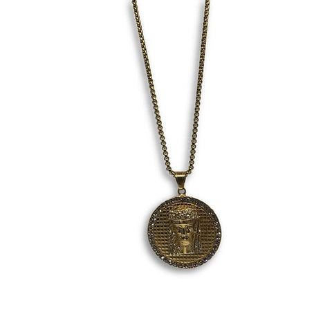 24IN 4MM Rollo Chain Gold Plated Stainless With Round Jesus Pendant STL_094 - WORLDSTARBLING