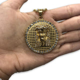 24IN 4MM Rollo Chain Gold Plated Stainless With Round Jesus Pendant STL_094 - WORLDSTARBLING