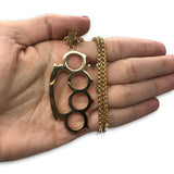 24IN 4MM Rollo Chain Gold Plated Stainless With Knuckle Ring Pendant  STL_095 - WORLDSTARBLING