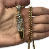 24IN 4MM Rollo Chain Gold Plated Stainless With Bullet Pendant STL_098 - WORLDSTARBLING