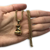 24IN 4MM Rollo Chain Gold Plated Stainless With Fist Pendant STL_100 - WORLDSTARBLING